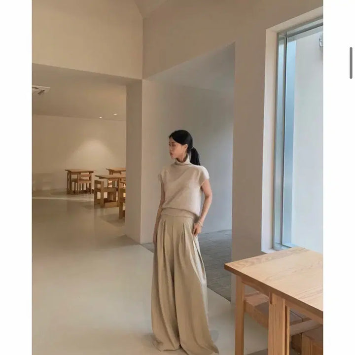 [BUNJANG] Bybeige Square Spring Jacket &amp; Pleated Wide Slacks Set / 바이베이지 스퀘어 봄 자켓,허리벨트 끈 핀턱 와이드 슬랙스