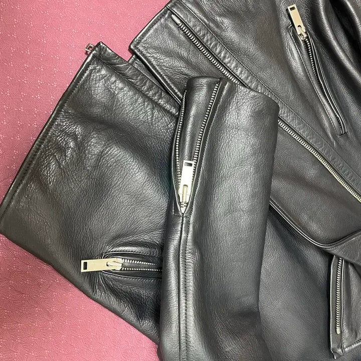 [BUNJANG] Sandro Navy Leather Rider Jacket / 산드로 네이비 레더 라이더 자켓