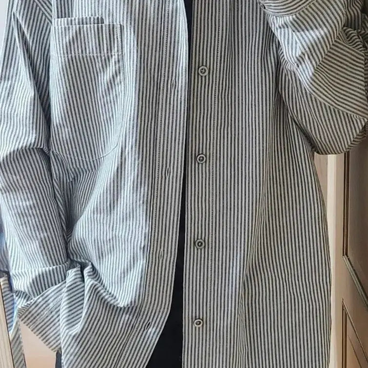 [BUNJANG] System Homme Vertical Stripe Shirt Black / 시스템옴므 버티컬 스트라이프 셔츠 블랙
