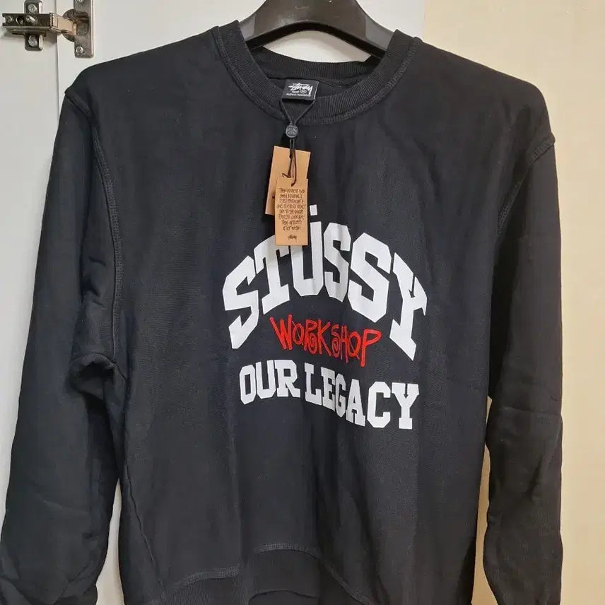 [BUNJANG] Stussy Workshop Black Sweatshirt / 정품 스투시 워크샵 콜라보 아오레거쉬 블랙 맨투맨 티셔츠