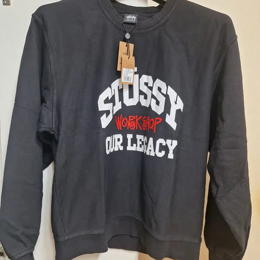 [BUNJANG] Stussy Workshop Black Sweatshirt / 정품 스투시 워크샵 콜라보 아오레거쉬 블랙 맨투맨 티셔츠