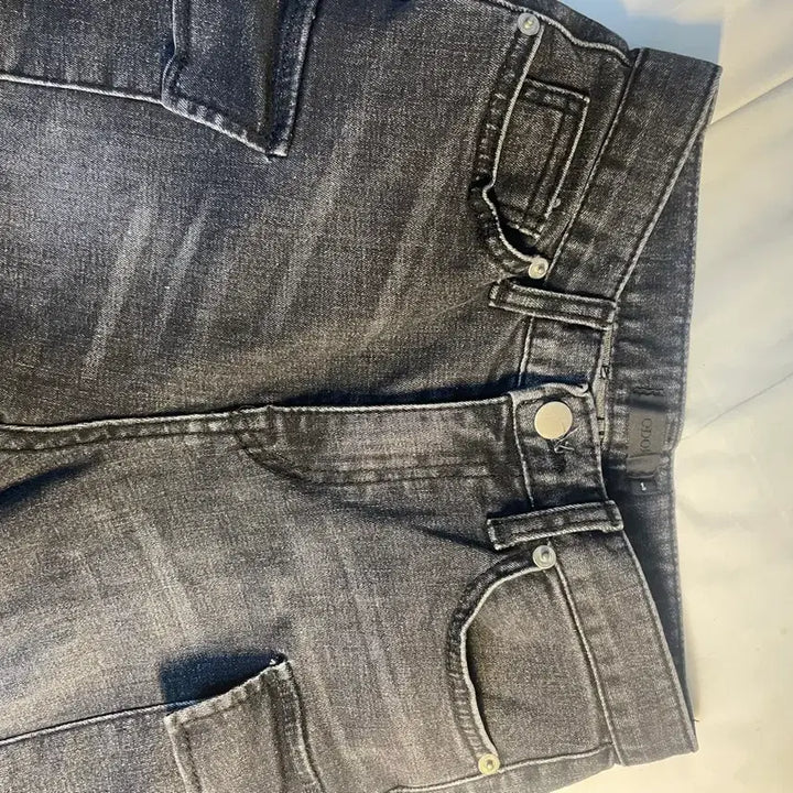 [BUNJANG] Black Denim Bootcut Cargo Pants / 부츠컷 카고 흑청 데님 팬츠