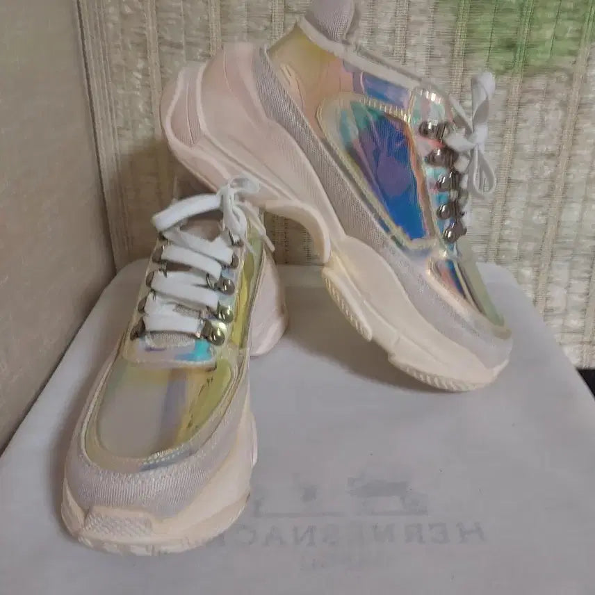 [BUNJANG] Aurora Transparent Ivory Platform Sneakers 245 / 오로라 투명 아이보리 운동화 245