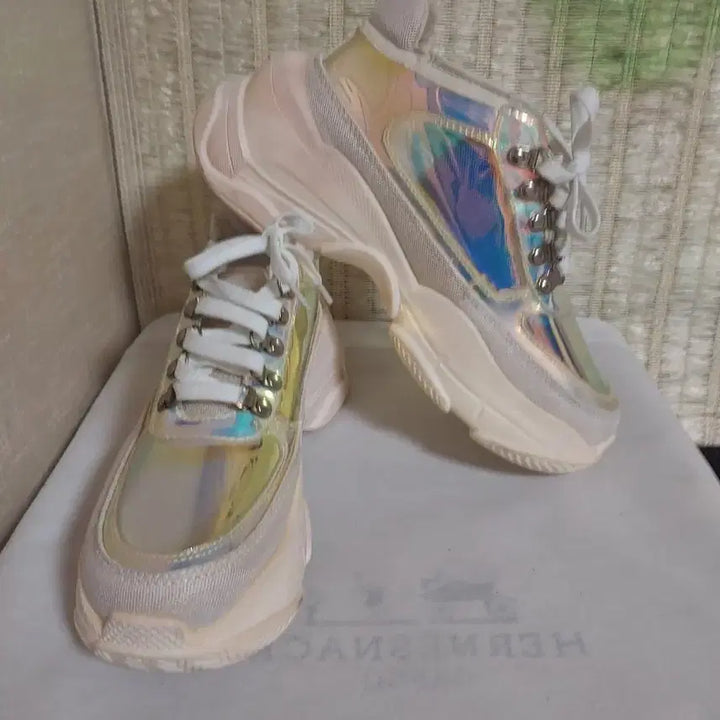 [BUNJANG] Aurora Transparent Ivory Platform Sneakers 245 / 오로라 투명 아이보리 운동화 245
