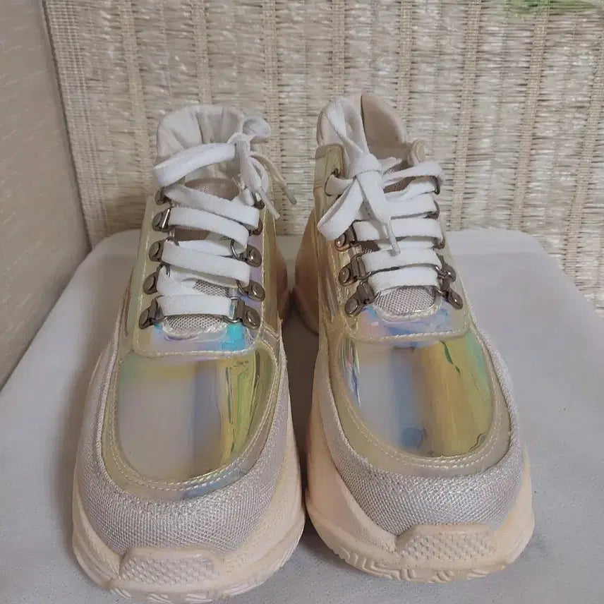 [BUNJANG] Aurora Transparent Ivory Platform Sneakers 245 / 오로라 투명 아이보리 운동화 245