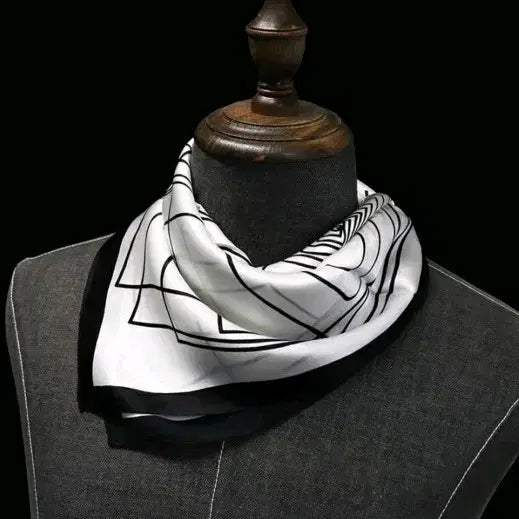 [BUNJANG] White Pattern Silk Scarf / 화이트 패턴 스카프