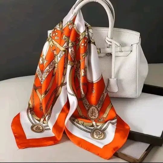 [BUNJANG] Orange Pattern Silk Scarf / 오렌지 패턴 실크 스카프