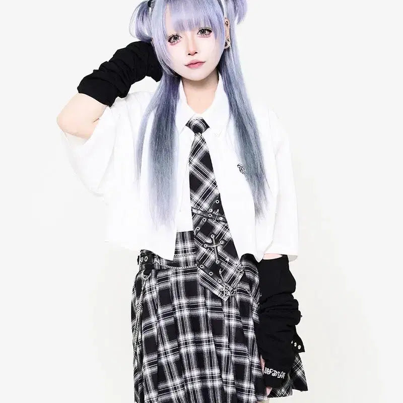 [BUNJANG] TRAVAS TOKYO Layered Tie Short Sleeve Shirt / TRAVAS TOKYO 트라바스 도쿄 넥타이 레이어드 반팔 셔츠