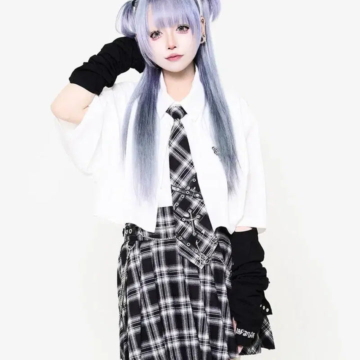 [BUNJANG] TRAVAS TOKYO Layered Tie Short Sleeve Shirt / TRAVAS TOKYO 트라바스 도쿄 넥타이 레이어드 반팔 셔츠