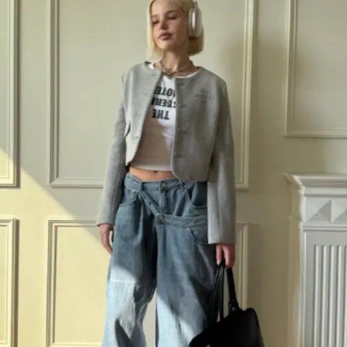 [BUNJANG] The Mysterious Hotel Cross Layered Denim Jeans / 더미스테리어스호텔 크로스 레이어드 데님 1사이즈