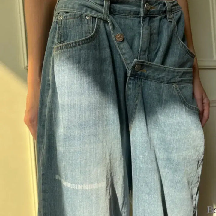 [BUNJANG] The Mysterious Hotel Cross Layered Denim Jeans / 더미스테리어스호텔 크로스 레이어드 데님 1사이즈