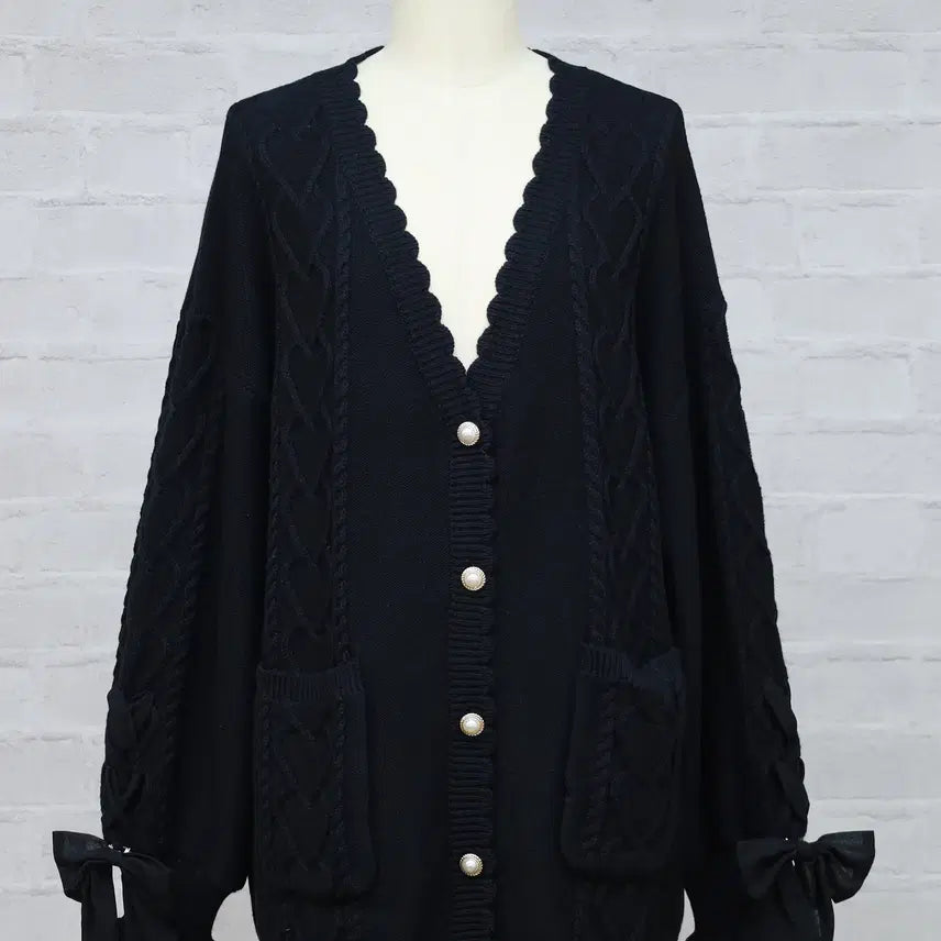 [BUNJANG] Amavel Sugar Ribbon Long Cardigan / Amavel 아마벨 슈가 리본 롱 가디건