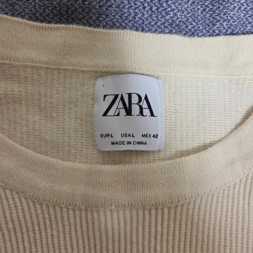 [BUNJANG] ZARA Waffle Knit Sweater (Ivory, Size L) / [판매] 자라(ZARA) 남성 와플 니트 (아이보리 / L사이즈)