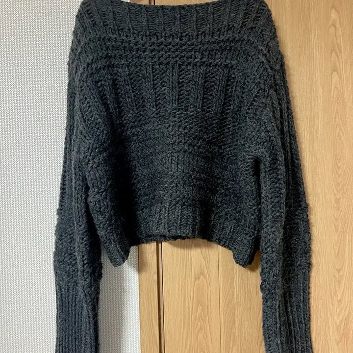 [BUNJANG] Headerment Boat Neck Bulky Knit Charcoal / 헤더먼트 보트넥 벌키 니트 차콜