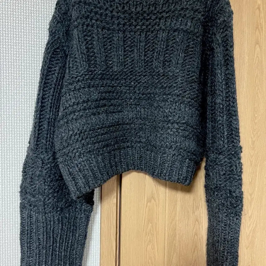 [BUNJANG] Headerment Boat Neck Bulky Knit Charcoal / 헤더먼트 보트넥 벌키 니트 차콜