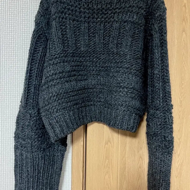 [BUNJANG] Headerment Boat Neck Bulky Knit Charcoal / 헤더먼트 보트넥 벌키 니트 차콜