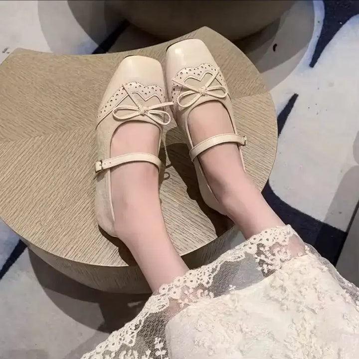 [BUNJANG] Ivory Ribbon Strap Flat Shoes / 아이보리 리본 스트랩 플랫슈즈 / 데일리 러블리 빈티지 y2k 유니크