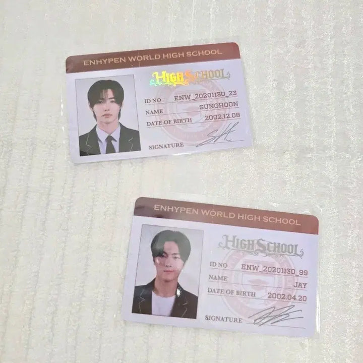 [BUNJANG] Enhypen World Jay Sunghoon High School SP Card Set / 엔하이픈월드 성훈 제이 SP카드 하이스쿨 QR미사용 미개봉