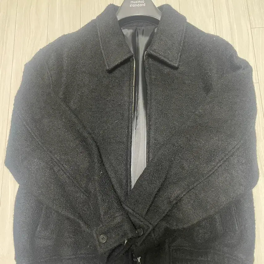 [BUNJANG] Musinsa Standard Wool Blend Boucle Blouson Jacket - Black / 무신사 울 블렌드 부클 블루종 재킷 블랙