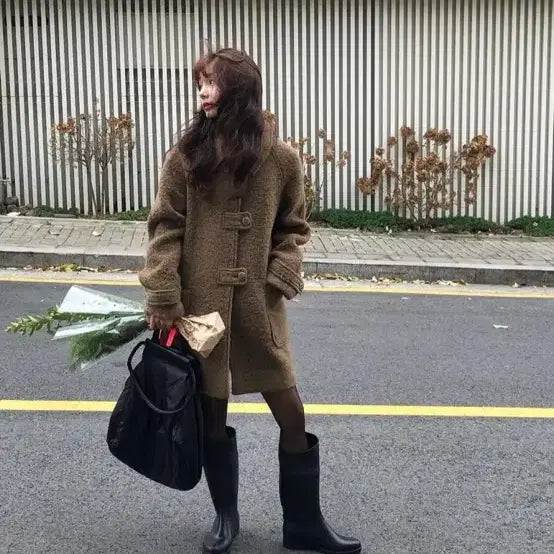 [BUNJANG] Maron Edition Brown Melange Half Coat / 마론에디션 브라운 멜란지 하프 코트