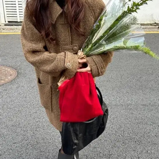 [BUNJANG] Maron Edition Brown Melange Half Coat / 마론에디션 브라운 멜란지 하프 코트