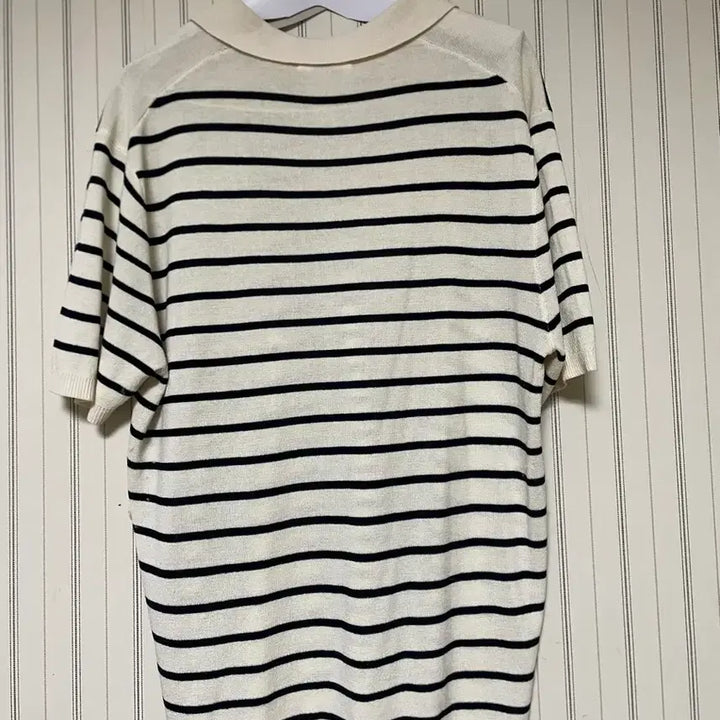 [SOLD OUT] 탑텐 스트라이프 카라넥 반팔 티셔츠 아이보리&amp;블랙