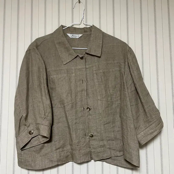 [SOLD OUT] 린넨 반팔 블라우스 셔츠 자켓 브라운