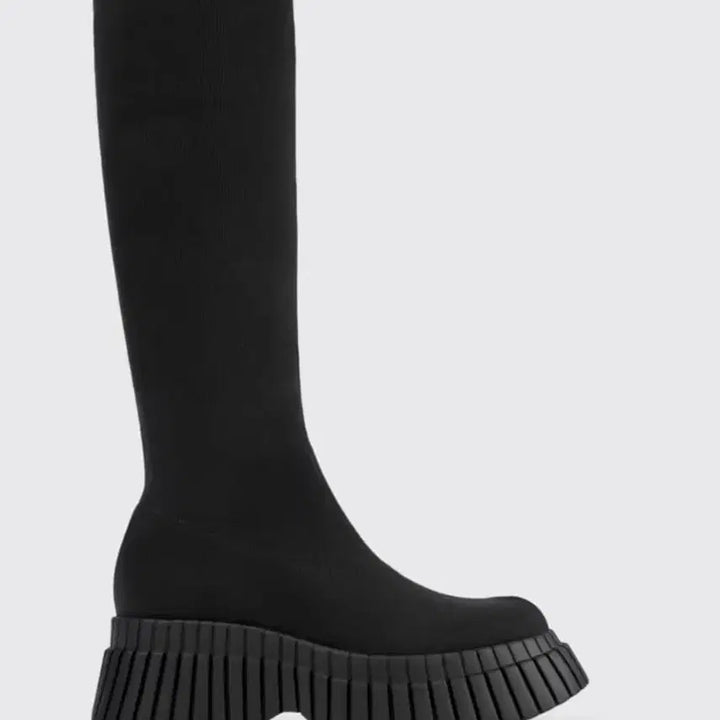 [BUNJANG] Camper Black Knit Long Boots / 캠퍼 블랙 니트 롱 부츠