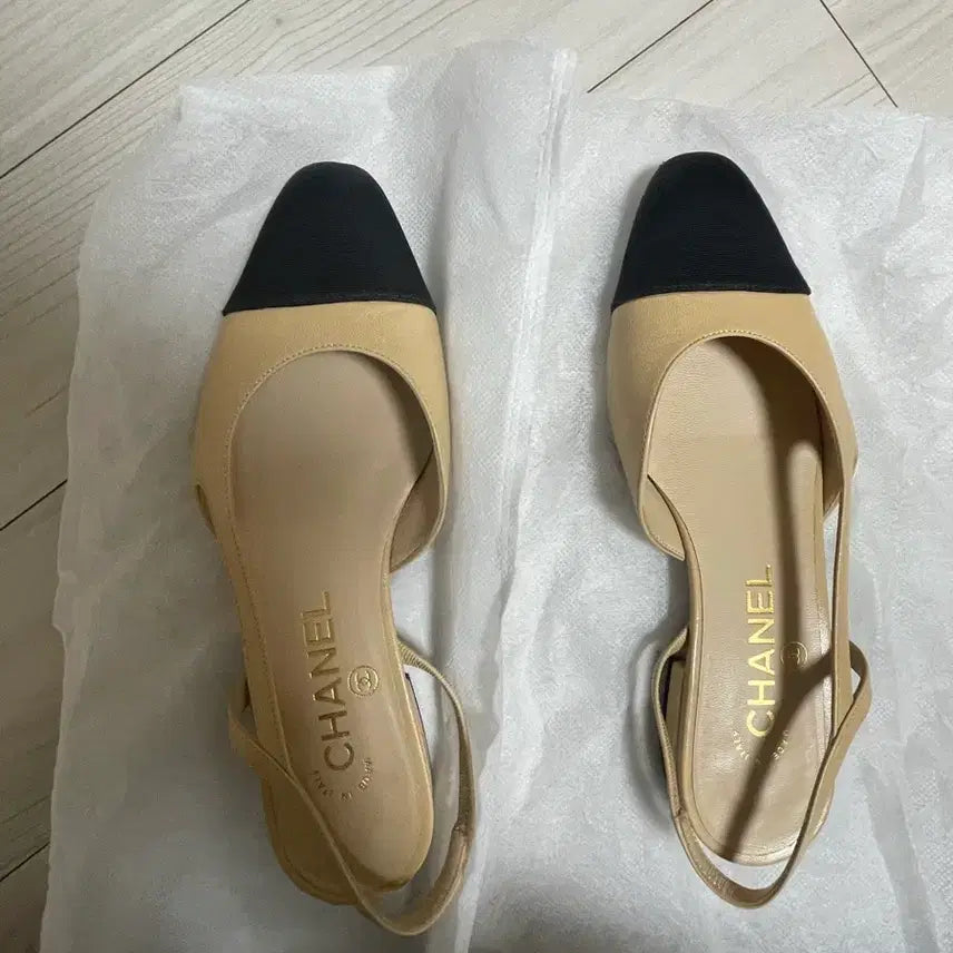 [BUNJANG] Chanel Slingback Beige and Black / 샤넬 슬링백