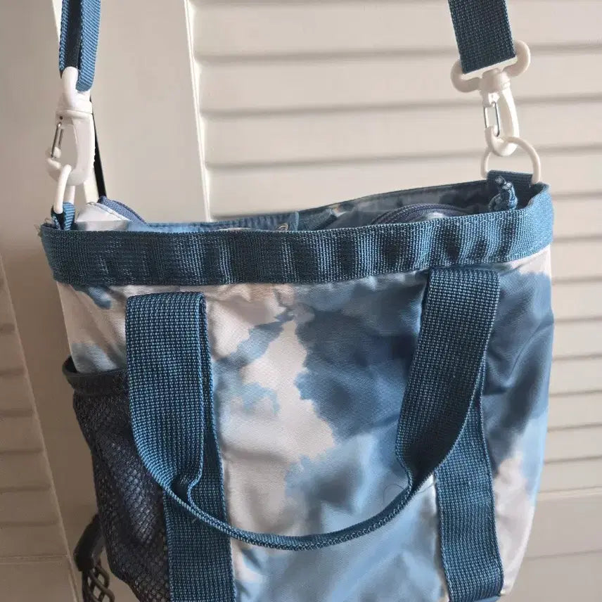 [BUNJANG] Adidas Blue Pattern Shoulder/Tote Bag / 아디다스 블루 패턴 숄더/토트백