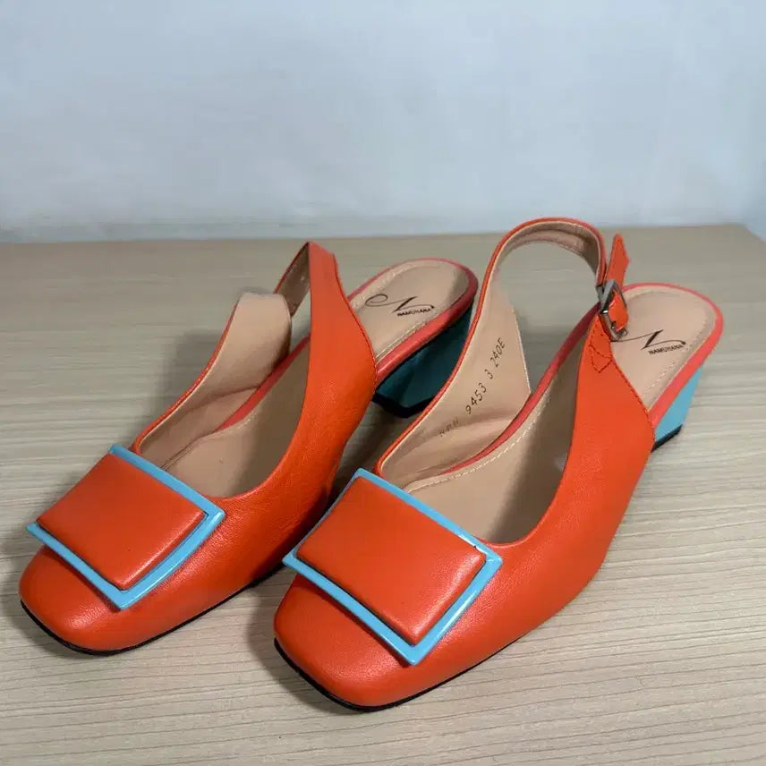 [BUNJANG] NAMUHANA Orange Mule Heel Pumps 240 / NAMUHANA 오렌지 뮬 힐 펌프스 240