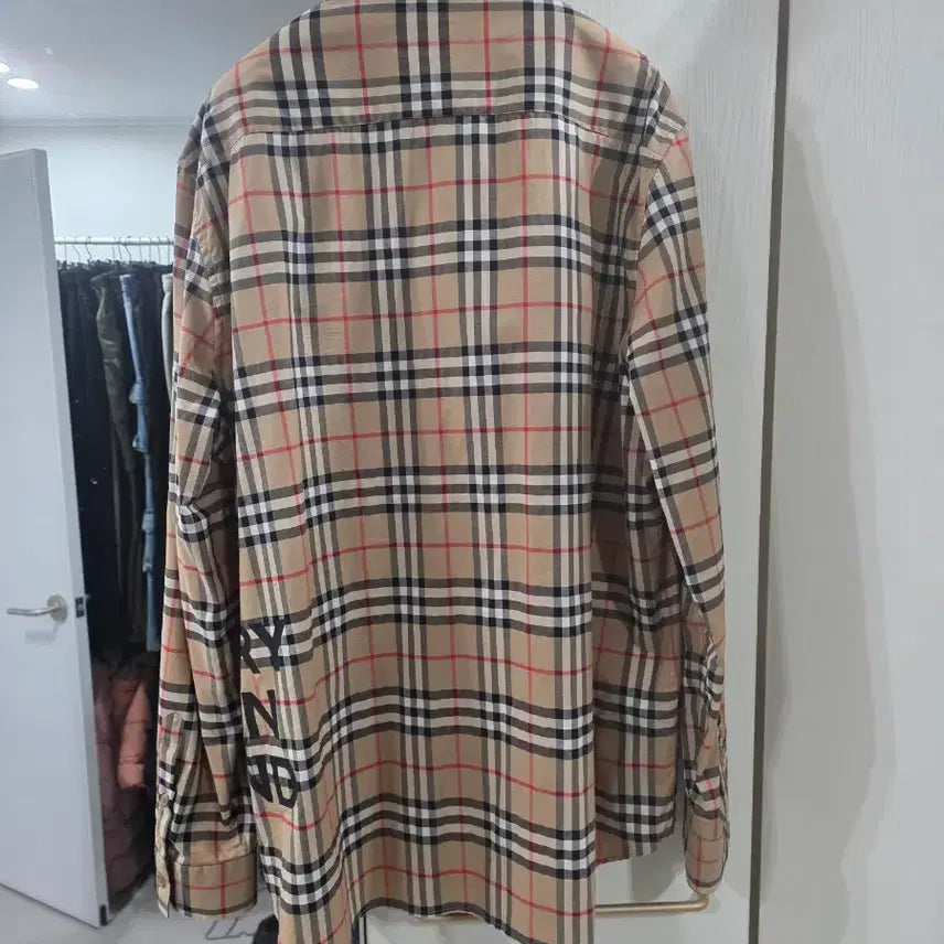 [BUNJANG] Burberry Beige Cotton House Check Logo Shirt / 버버리 베이지 코튼 하우스 체크 로고 L