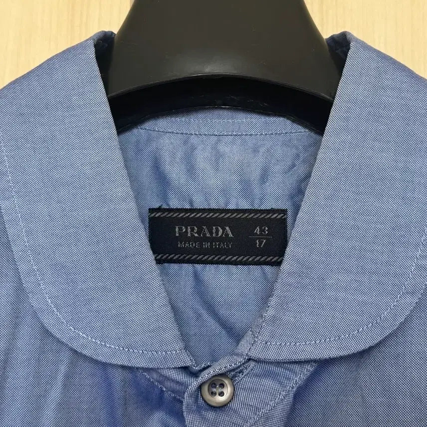 [BUNJANG] PRADA Round Collar Blue Shirt / PRADA 프라다 둥근카라 블루 셔츠