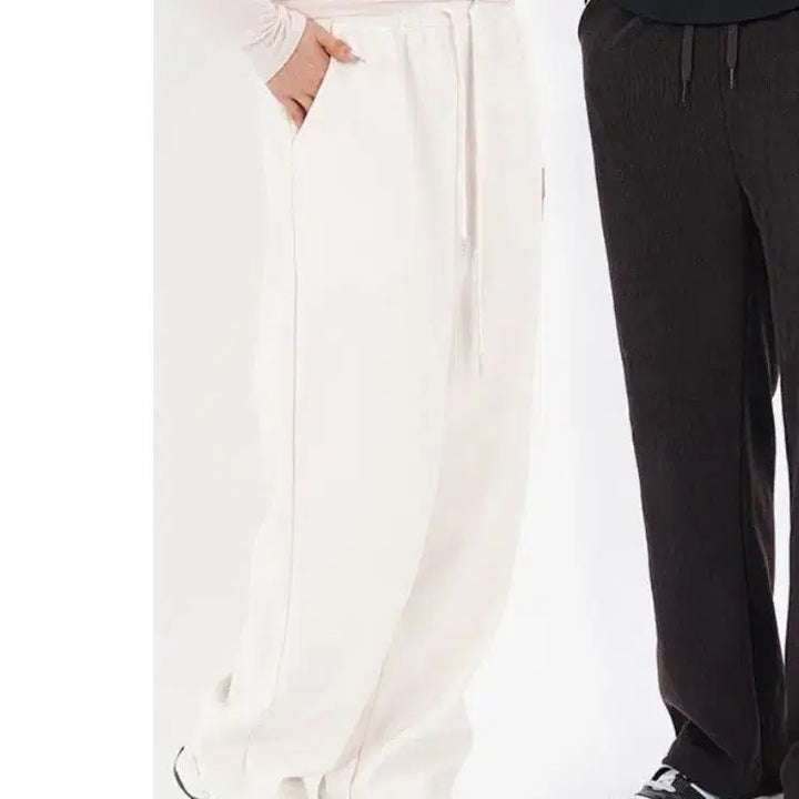 [BUNJANG] Ably White Ribbed Wide Training Pants / 에이블리 화이트 골지 와이드 트레이닝바지