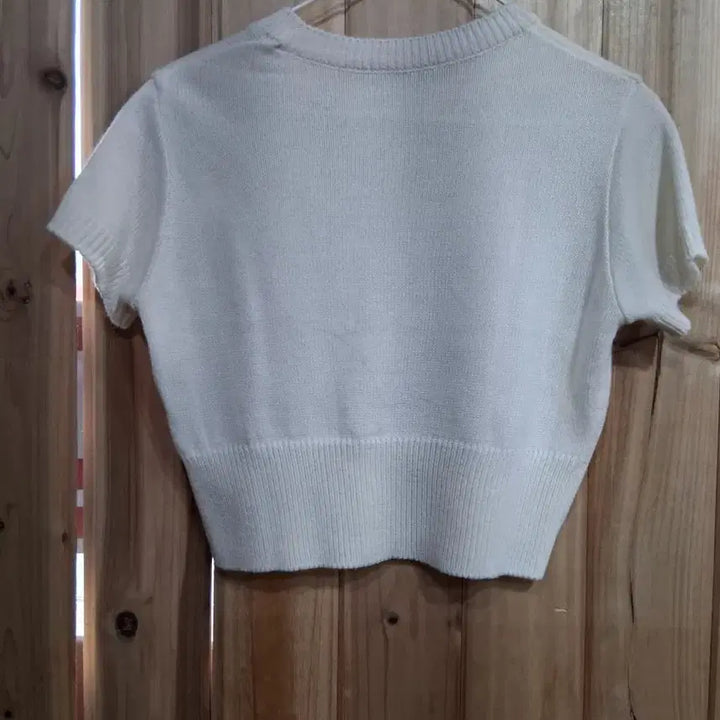 [BUNJANG] Ivory Short Sleeve Knit Crop Top (S) / 아이보리 반팔 니트 크롭티(S)