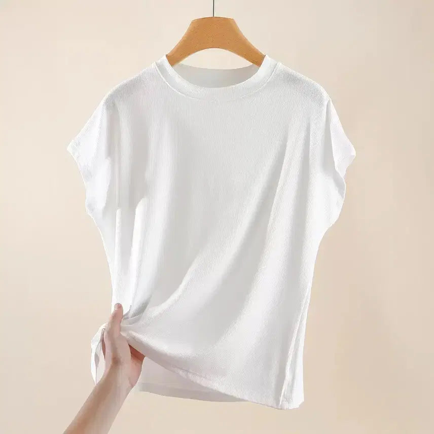 [BUNJANG] Basic Ribbed Summer Short Sleeve T-shirt / (창고정리) 골지 여름 반팔티
