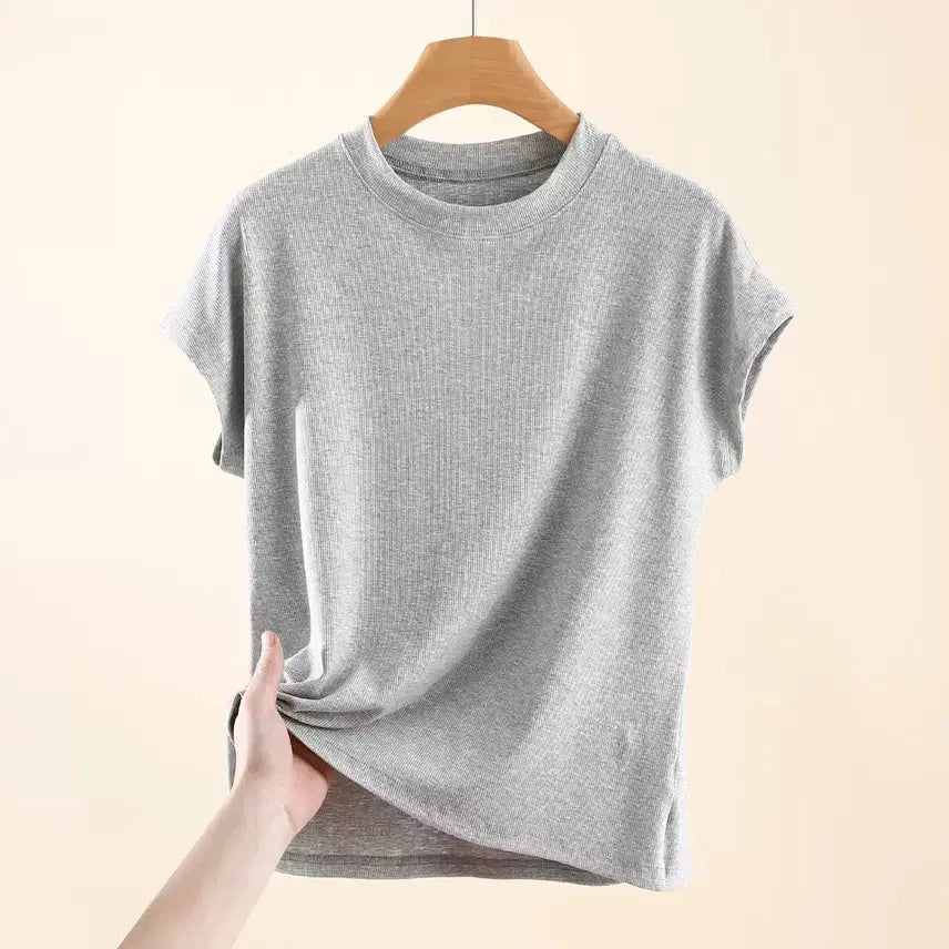 [BUNJANG] Basic Ribbed Summer Short Sleeve T-shirt / (창고정리) 골지 여름 반팔티