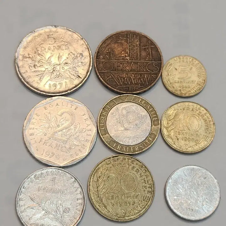 [BUNJANG] French Franc Coin Collection (9 Coins) / 외국동전, 프랑스 프랑 동전 9점 일괄