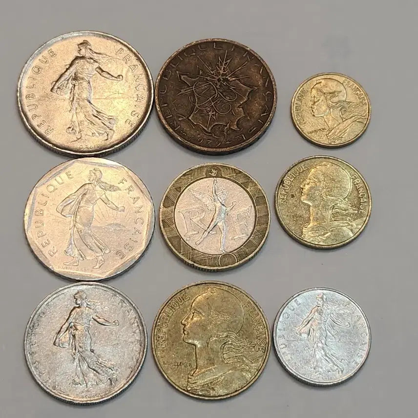 [BUNJANG] French Franc Coin Collection (9 Coins) / 외국동전, 프랑스 프랑 동전 9점 일괄