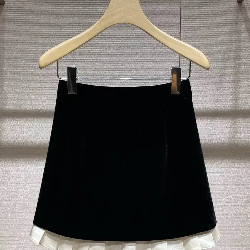 [BUNJANG] Black Velvet Two-Piece Set / 블랙 벨벳 투피스 자켓 미니 스커트 셋업 정장세트 55사이즈