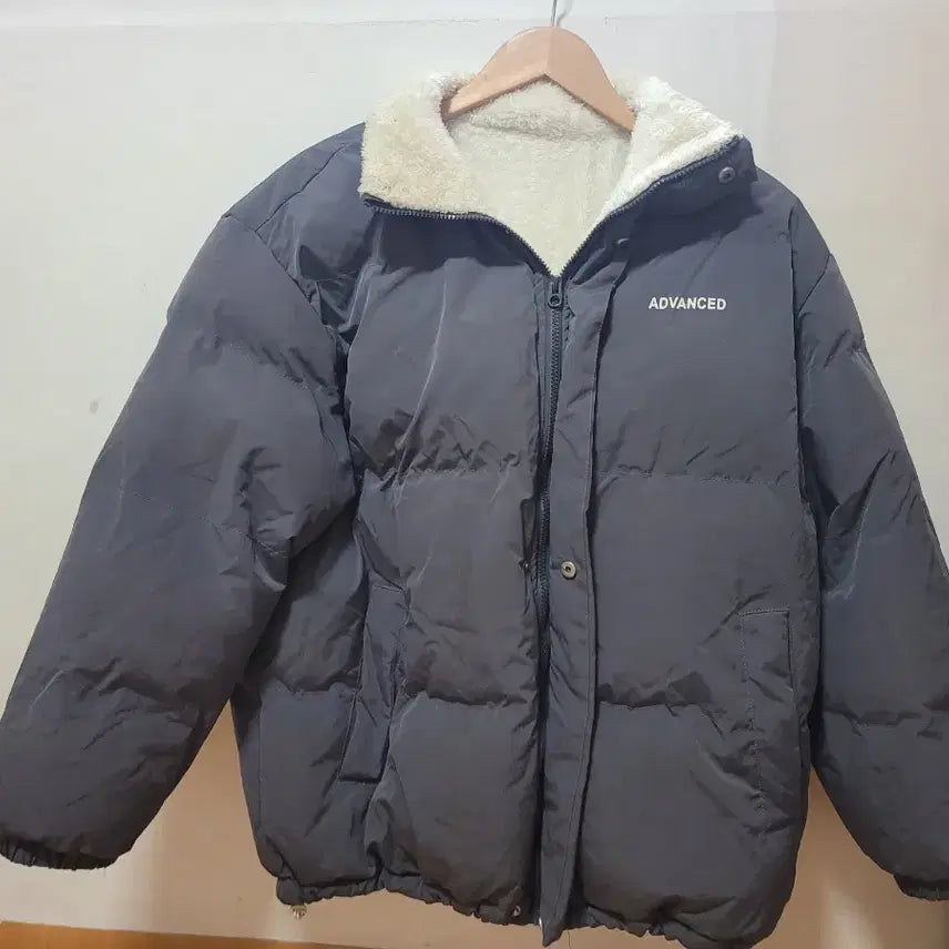 [BUNJANG] Gray Padded Jumper with White Fur Lining / 회색 패딩 점퍼  흰털 안감