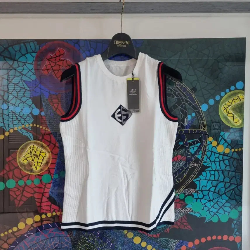 [BUNJANG] ELLE White Knit Sleeveless Top / ELLE 엘르 화이트 니트 민소매 90