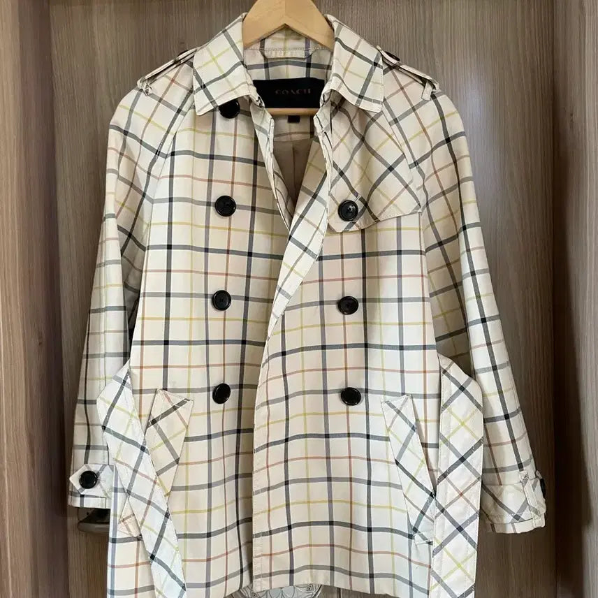[BUNJANG] Coach Checked Short Trench Coat XS / 코치 COACH 체크 숏트렌치 코트 XS