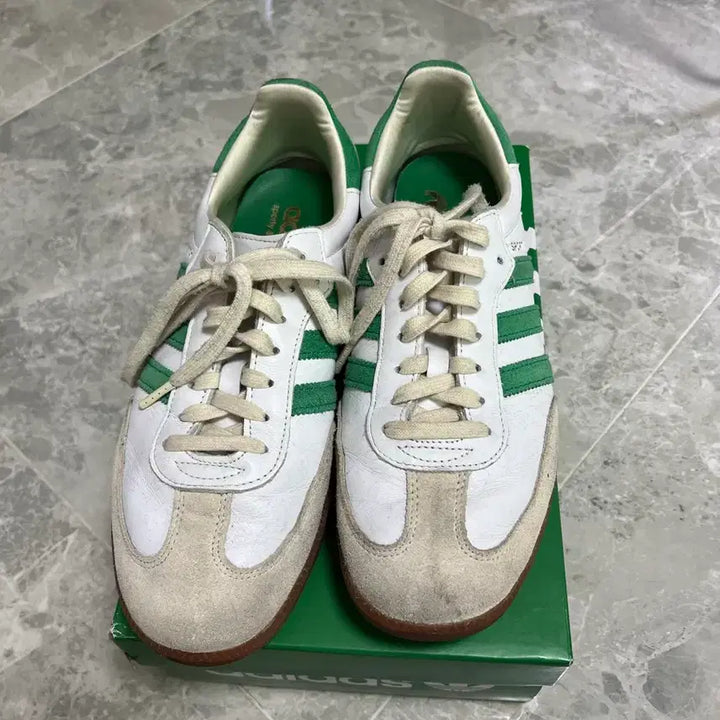 [BUNJANG] Adidas x Sporty &amp; Rich Samba Cloud White Green 275 / 아디다스 스포티앤리치 삼바 클라우드화이트그린 275