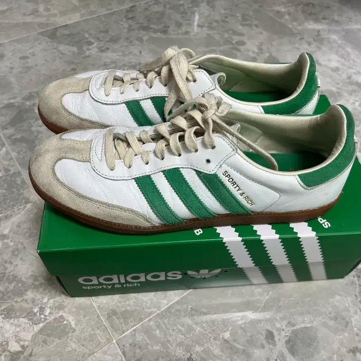 [BUNJANG] Adidas x Sporty &amp; Rich Samba Cloud White Green 275 / 아디다스 스포티앤리치 삼바 클라우드화이트그린 275
