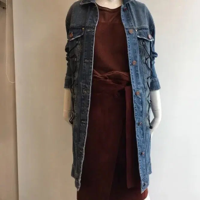 [BUNJANG] Objet Long Denim Jacket/Dress / 오브제 롱 데님자켓 or원피스가능 가슴단면47 총장93