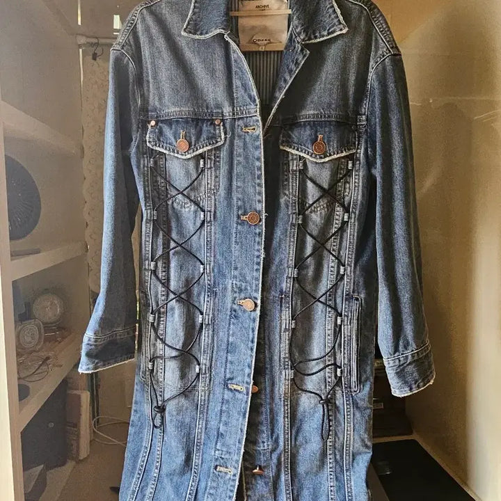 [BUNJANG] Objet Long Denim Jacket/Dress / 오브제 롱 데님자켓 or원피스가능 가슴단면47 총장93
