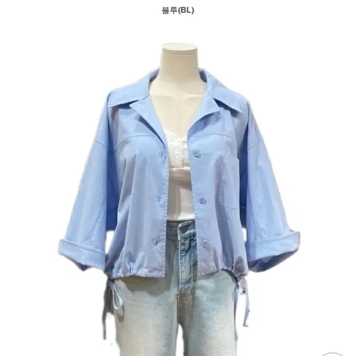 [BUNJANG] TWEE Ribbon String 7/10 Sleeve Shirt / 트위 TWEE 허리스트링 리본 7부소매 셔츠