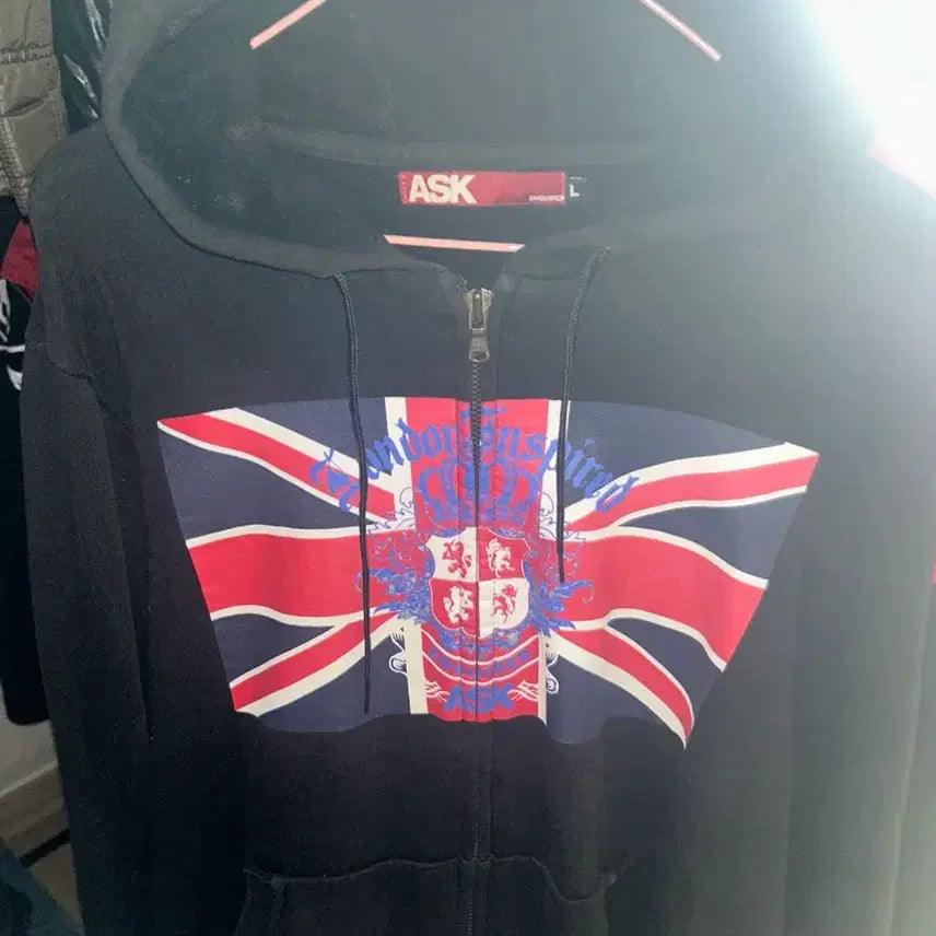 [BUNJANG] ASK UK Flag Print Hooded Zip-up / 락시크펑크고스빈티지y2k ASK 영국 국기 프린팅 후드집업