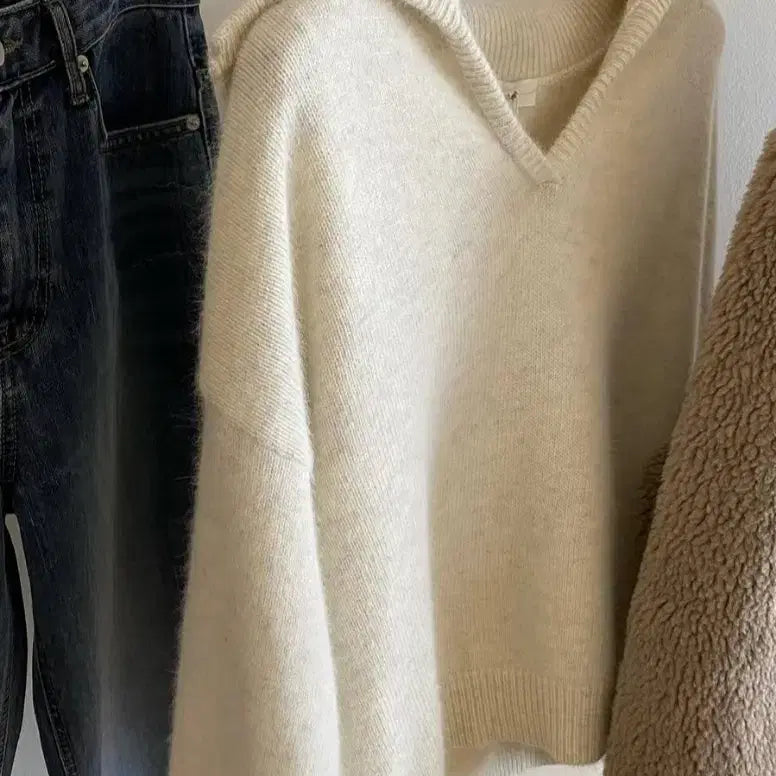 [BUNJANG] Angora Sailor Knit Top / (한번입은) 앙고라 세일러 니트